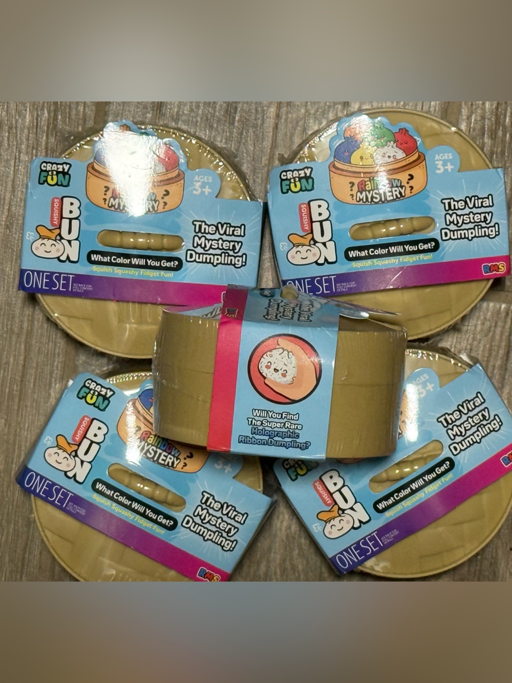 Rainbow Mystery Dumpling Squishy Fidget - Holographic Ribbon Edition all 5 buns - Picture 2 of 4
